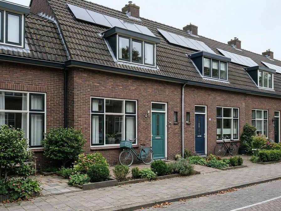 Rijtjeshuizen uit de jaren tachtig met HR-glas, veel voorkomend bij energielabel C
